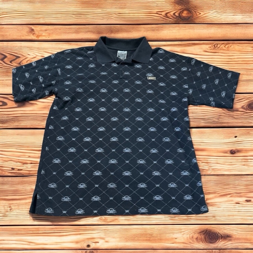 Vtg Avirex Polo shirt Mens XL Black Short
 Sleeve